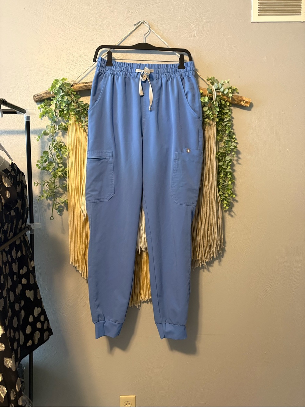 Figs Women's Ceil Blue 7 pocket Drawstring Jogger Scrub Pants